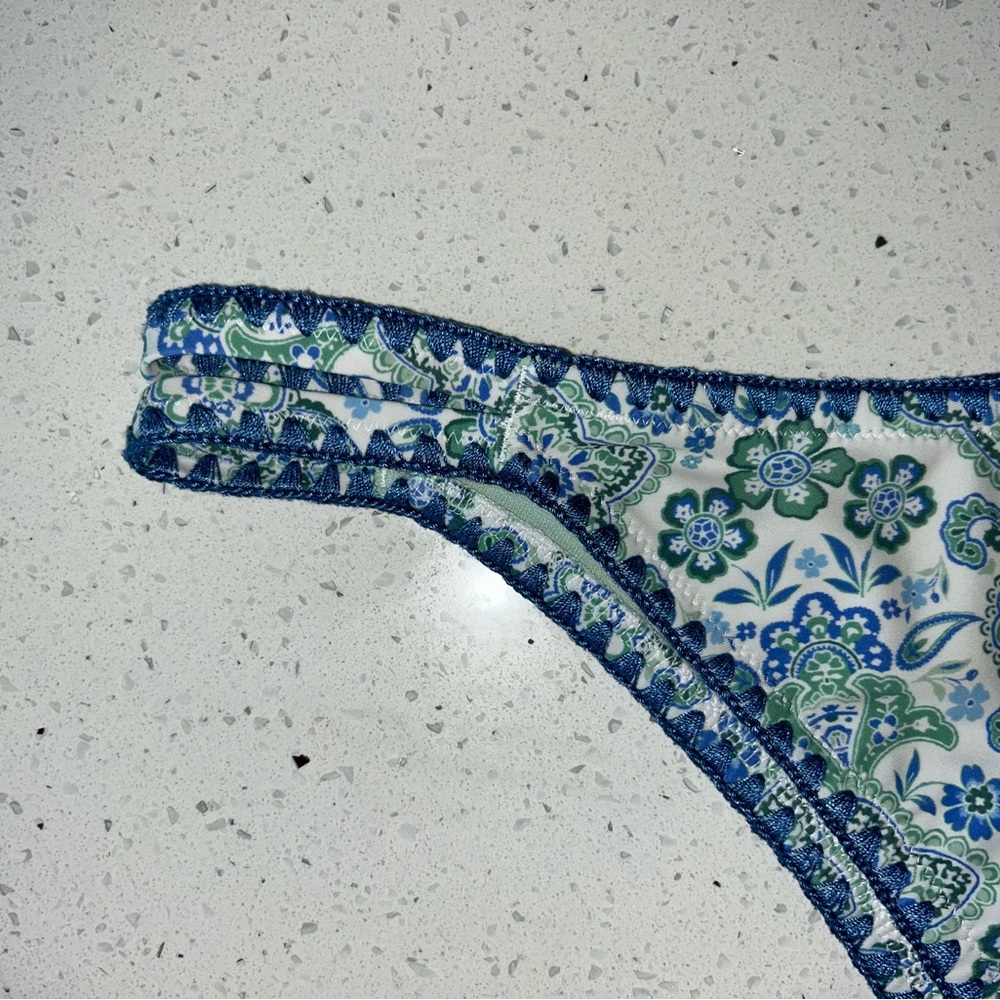 Holster Swim Blue High-leg Embroidered Stitch Strappy Cheekiest Bikini Bottom L - Picture 3 of 6